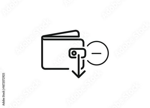 Overdraft icon representing bank account deficit negative balance and financial debt