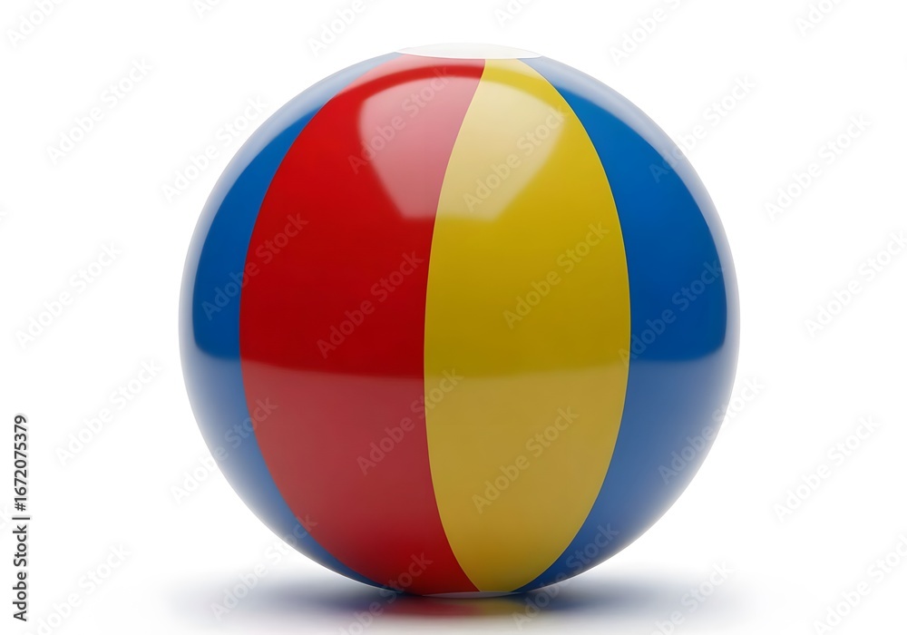 Fototapeta premium Vibrant Colorful Beach Ball Summer Fun Toy Isolated on White Background