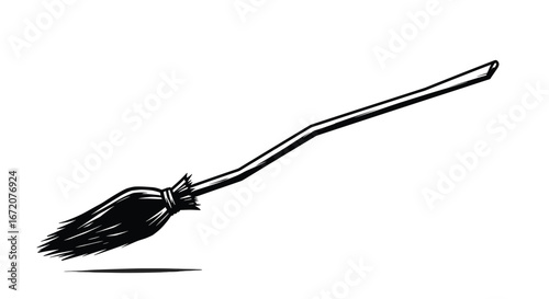 Witch Broomstick Line Art