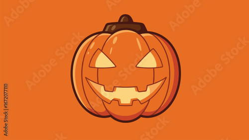 Jack-O’-Lantern with Evil Smile on Orange Background