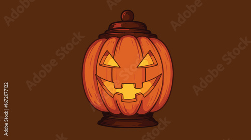 Halloween Pumpkin Lantern with Evil Smile