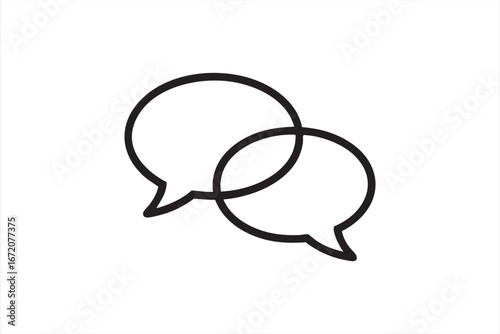 Flat line communication icon with overlapping speech bubbles