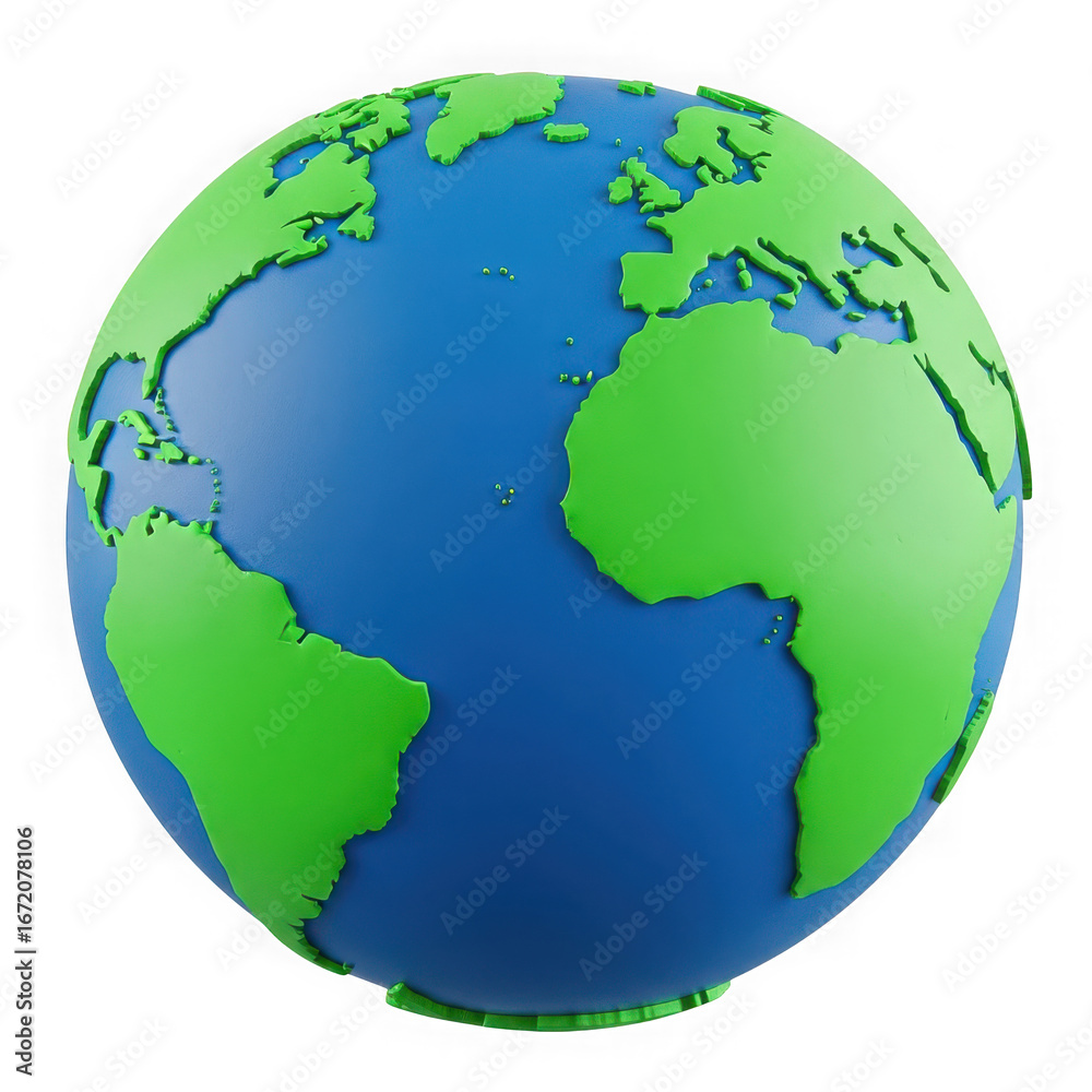 Obraz premium A 3d render of planet earth, showcasing continents and oceans, isolated on a transparent background