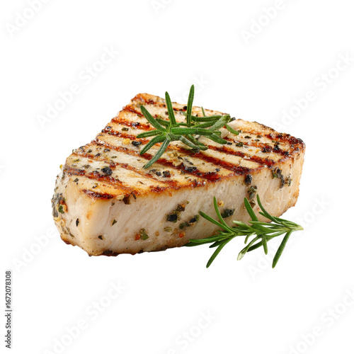 Delicious Grilled Tuna Steak with Rosemary Garnish