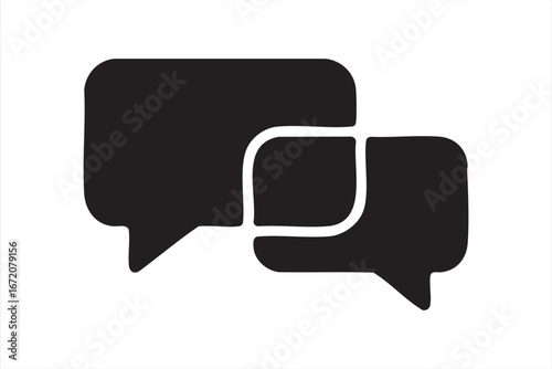 Black overlapping chat bubble icon for messaging apps