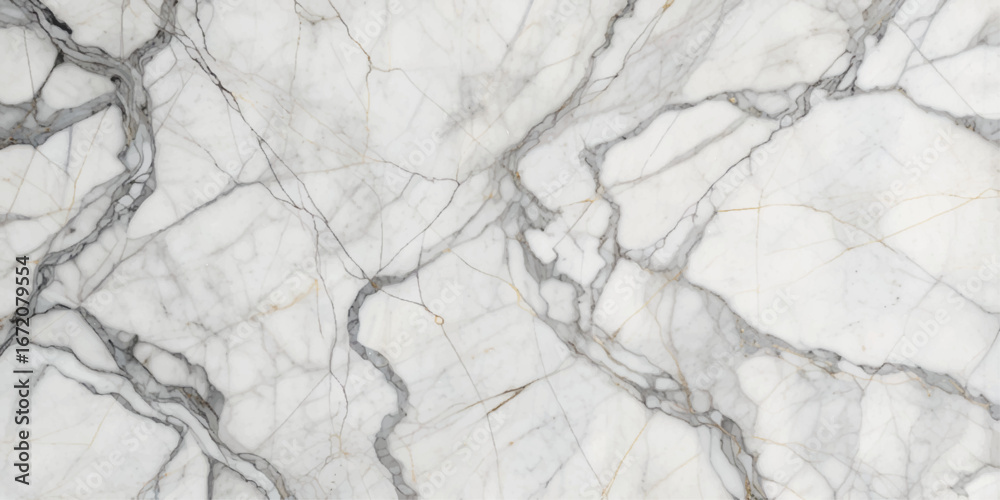 Obraz premium Beautiful white and golden line Carrera stone marble texture background. White and golden wavy smooth marble line wallpaper background.