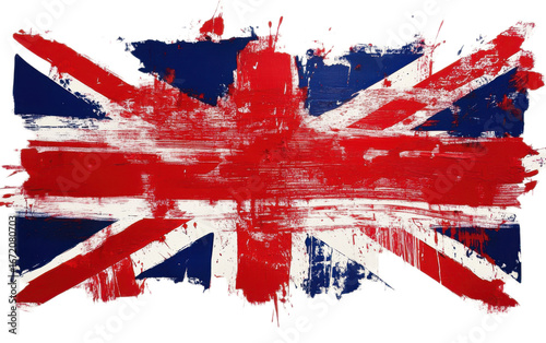 British flag paint scratches on white background,png