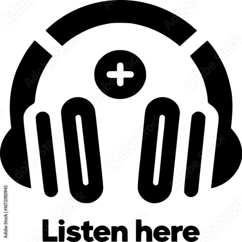 Listen Here Audio Guide & Podcast Headphones Icon