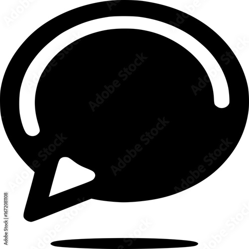 Black speech bubble icon representing communication and dialogue, ideal for representing messages and conversations