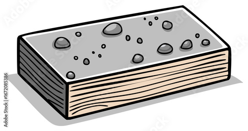 Cartoon representation of a textured concrete slab over stacked wooden planks