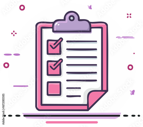 Paperwork checklist on clipboard showing checked boxes with pen marks on a blank form