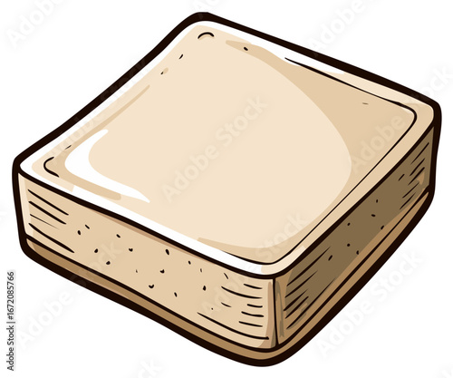 Illustration of a single slice of bread with a textured surface