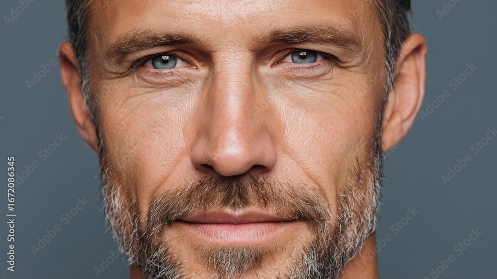 Obraz premium Male cosmetologist showcasing facial features and grooming techniques in a modern setting