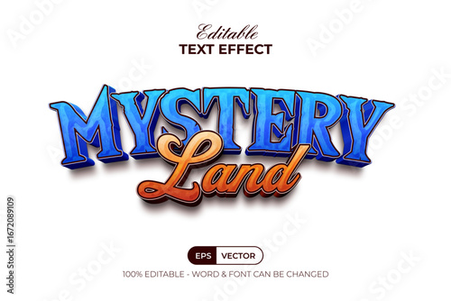 Mystery Land Editable Text Effect Game Title 3D Style. Editable Text Effect.