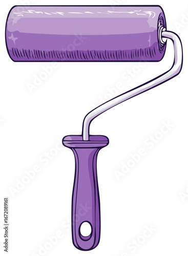 Isolated illustration of a vibrant purple paint roller for smooth painting projects