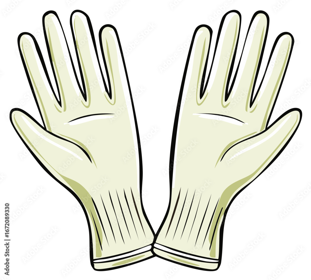 Obraz premium Pair of light colored disposable gloves illustration