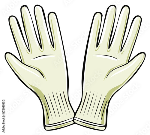 Pair of light colored disposable gloves illustration