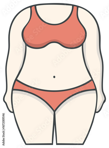 Illustration of a woman's body in underwear with an average body type