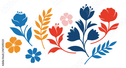 Vibrant floral elements create a joyful spring aesthetic for modern designs and charming invitations