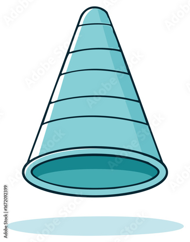 Cartoon traffic cone graphic with shadow on a light background