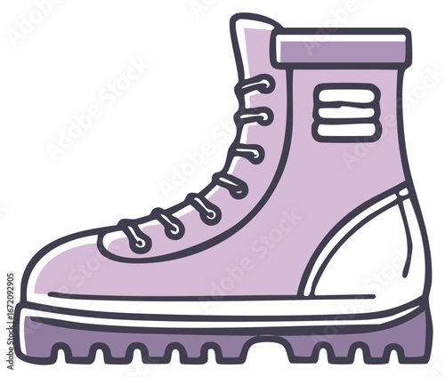 Purple Hiking Boot with Laces and Thick Soles