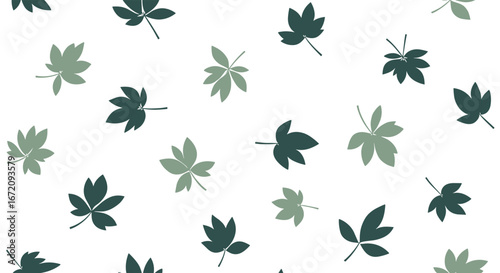 Elegant sage green leaves scattered artfully on a white backdrop for stylish modern designs and nature inspired themes