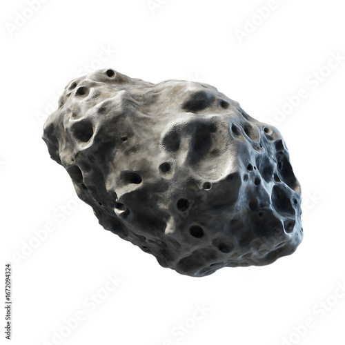 Close up of a large asteroid floating in the vastness of space.