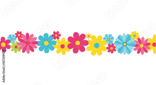 Vibrant daisy chain border adds a touch of springtime joy, perfect for invitations and cheerful designs