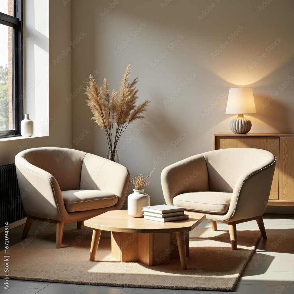 Obraz premium Serene Sanctuary: Cozy Living Room Vibes