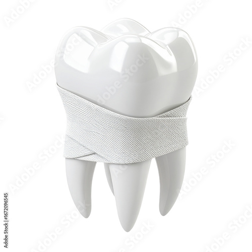 Dental First Aid Tooth Wrapped in Bandage Healthcare Illustration