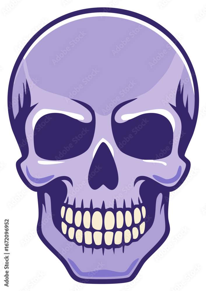 Fototapeta premium Lilac Skull Head Vector Illustration, Halloween Symbol, Death Theme, Gothic Design