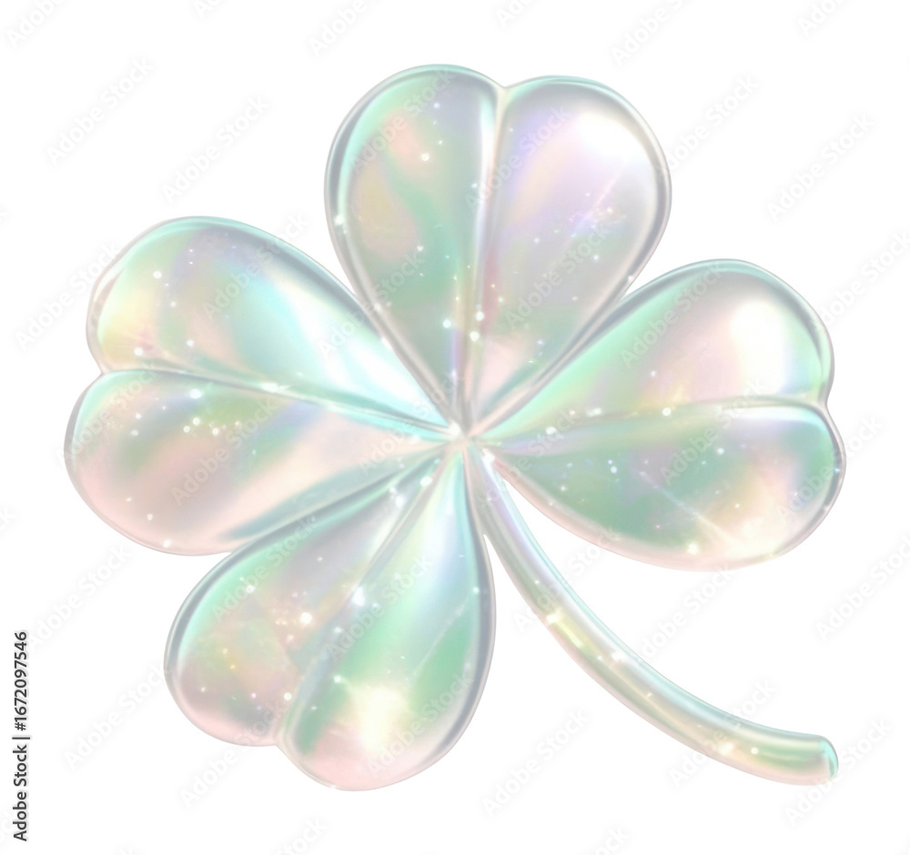Fototapeta premium PNG Clover accessories holographic iridescent.