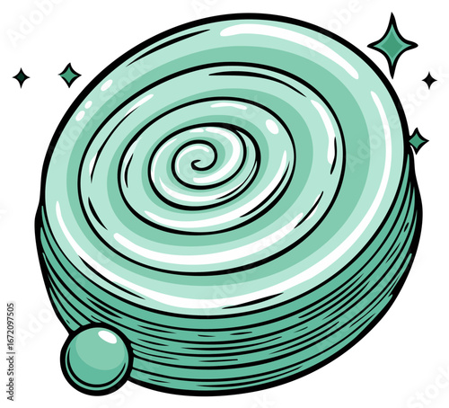 Mint Soap with Swirls and Stars Cleanliness Hygiene Illustration