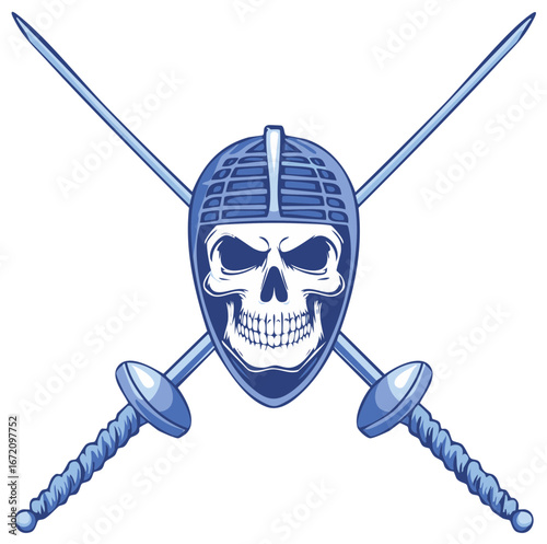 Fencing Skull and Crossed Swords Emblem Illustration
