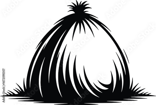Black and white artistic representation of a haystack with textured strokes