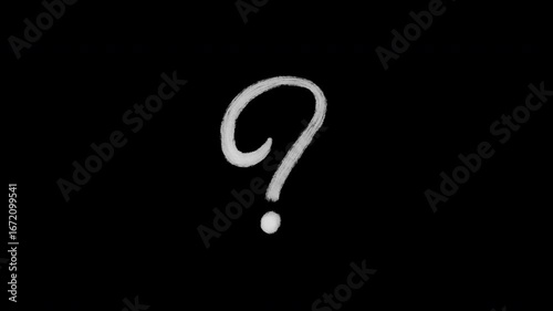 Animated scribble question mark with alpha channel, ideal for FAQs, problem solving, explainer videos, and motion graphic overlays.