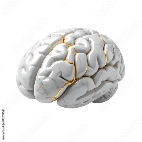 Kintsugi Brain Mending Cracks Gold Human Health Resilience Mental Therapy Wellbeing