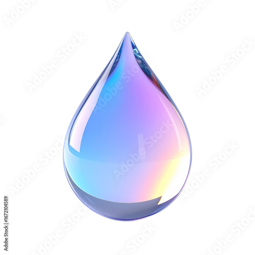 Iridescent Water Drop Macro Shot Fluid Droplet Purity Refreshing Liquid Condensation Dew Environmental Awareness Concept