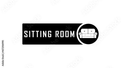 Sitting Room sign,  Dementia Friendly Sign, black isolated silhouette
