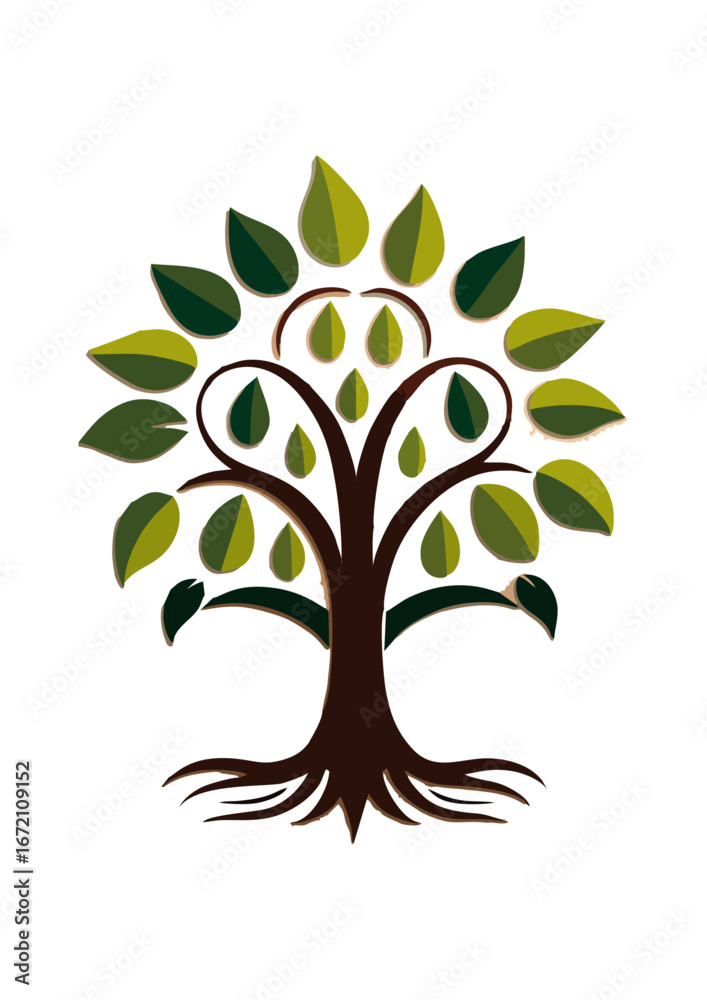 Obraz premium Vector illustration of leaves and trees on a white background