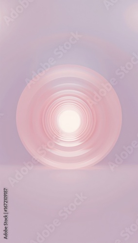 Minimalist pastel spiral circles radiating outward gently glowing softly with harmony balance and calm pastel abstract beauty
