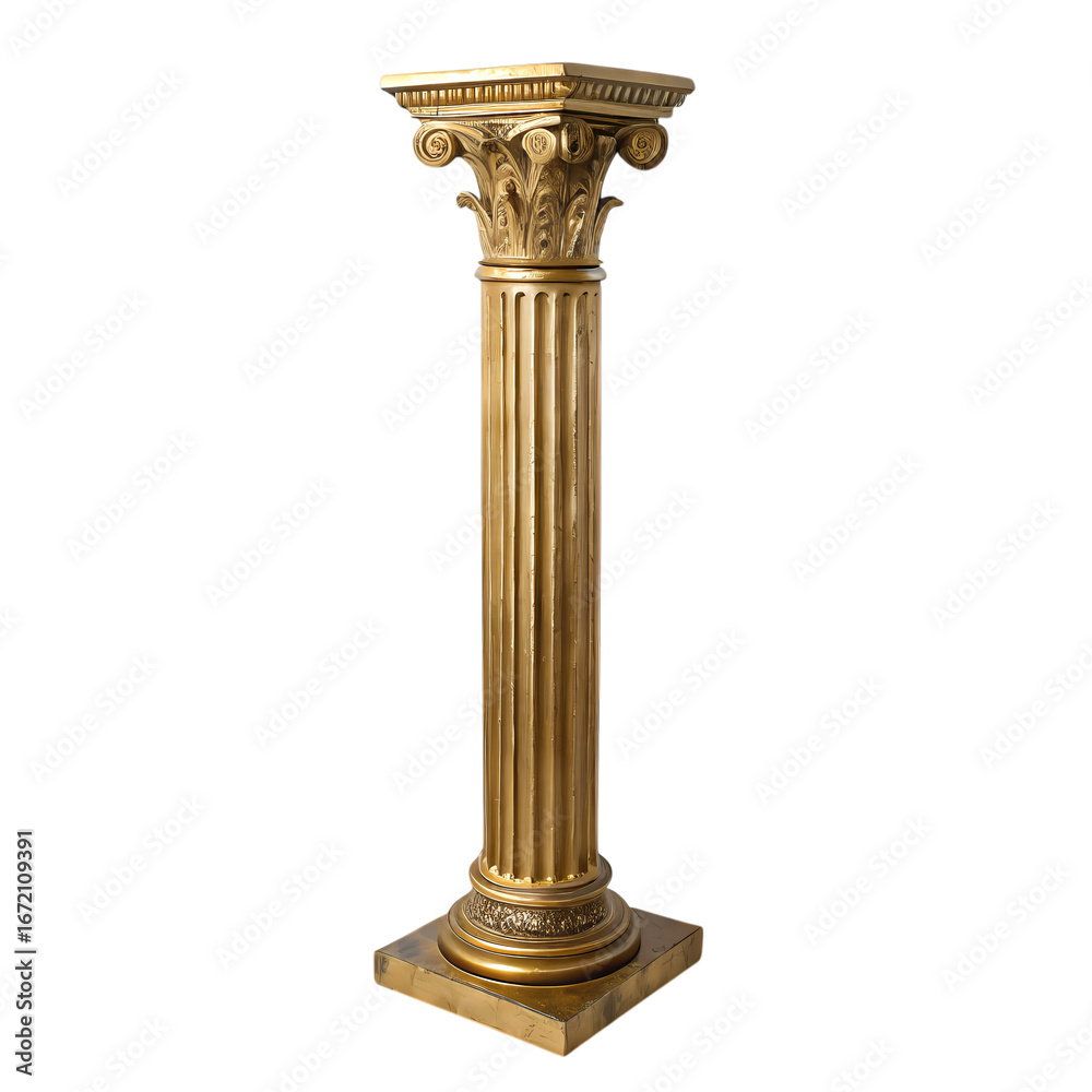Fototapeta premium Gilded Column Elegant Architectural Detail Classic Design Element Luxury Interior Decor on transparent background