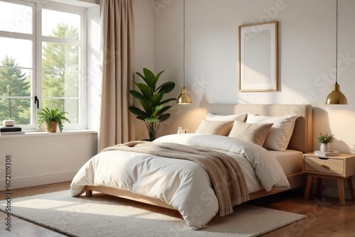 A cozy and inviting bedroom, styled for a mother, featuring soft textures, calming colors, and comforting elements Perfect for relaxation and peaceful sleep , sleep, maternal