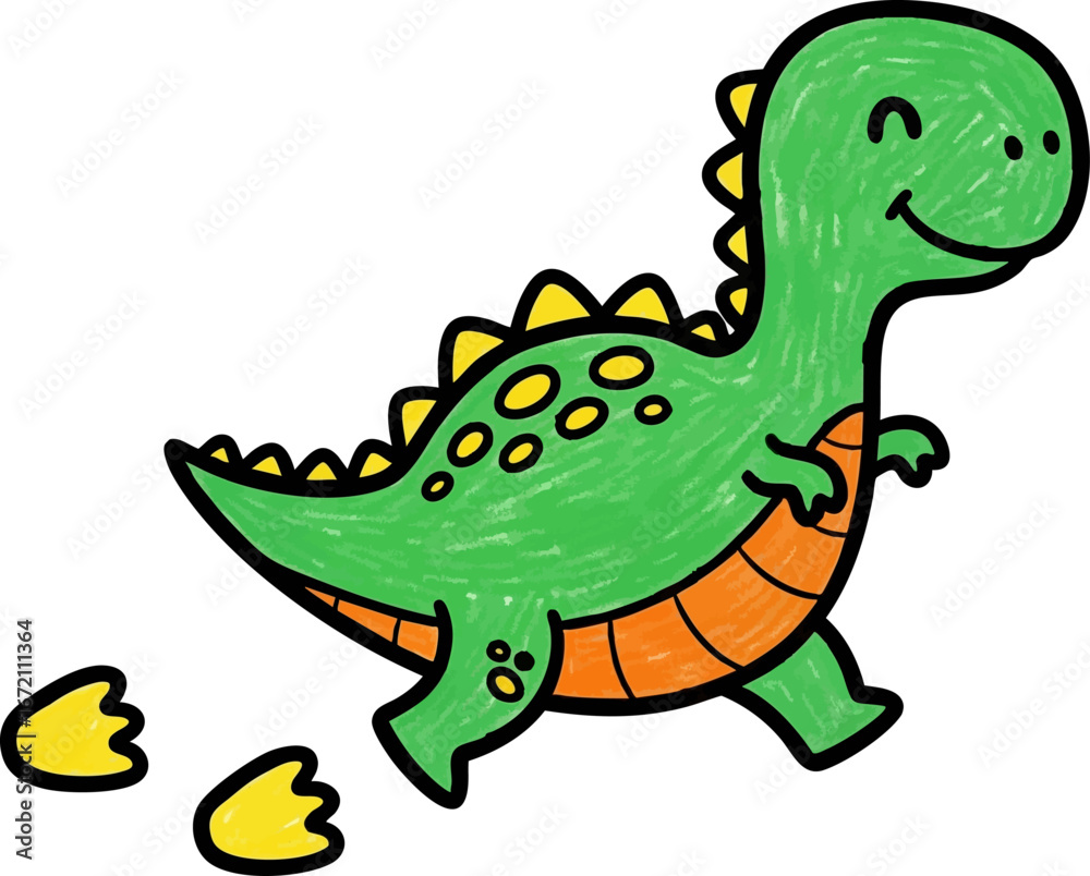 Fototapeta premium Dinosaur Leaving a Trail of Big Footprints