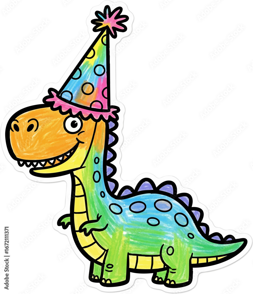Fototapeta premium Dinosaur in a Silly, Oversized Birthday Party Hat