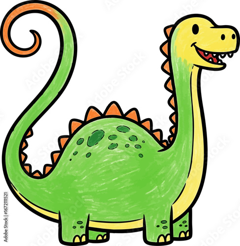 Dinosaur with a Long, Curly and Bouncy Tail