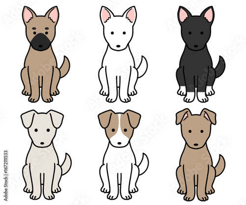 いろいろな色柄の犬・保護犬・雑種犬
