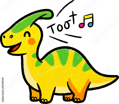 Happy Parasaurolophus Making a Toot Sound