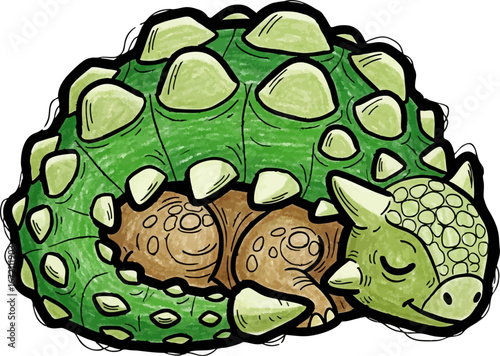 Sleeping Ankylosaurus Curled Up Like a Bumpy Rock