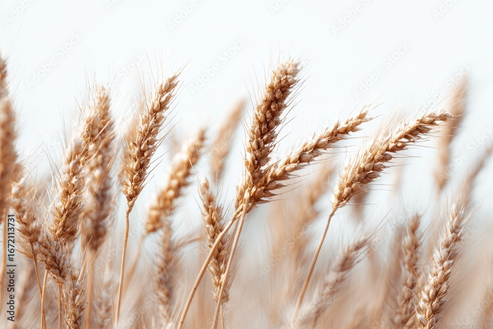 Fototapeta premium Golden wheat field under a pale sky